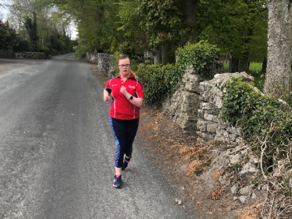 girl running on road