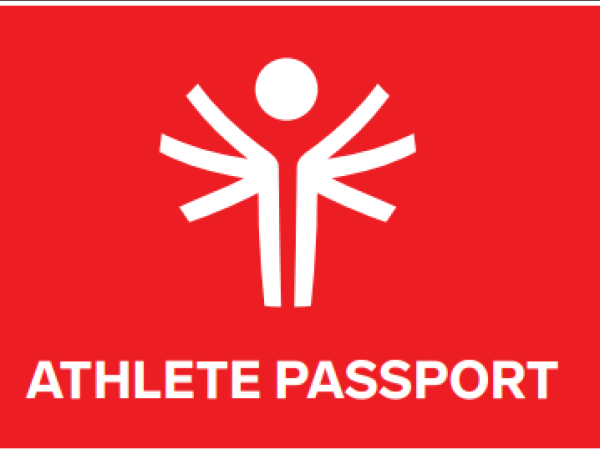This image shows the Special Olympics Ireland logo on a red background with the words Athlete Passport below it