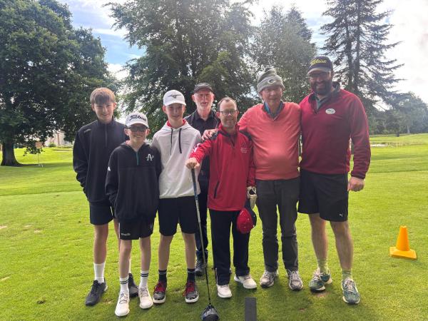 Paul Kirrane with family before tee off