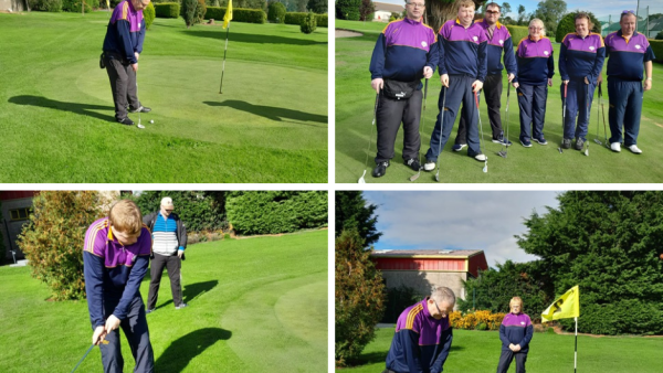 collage of golfers from Wexford special olympics club playing