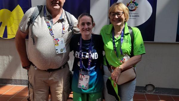 Special Olympics Ireland Volunteer Peadar Dempsey & Ann with Jenna Carty Berlin World Summer Games 2023