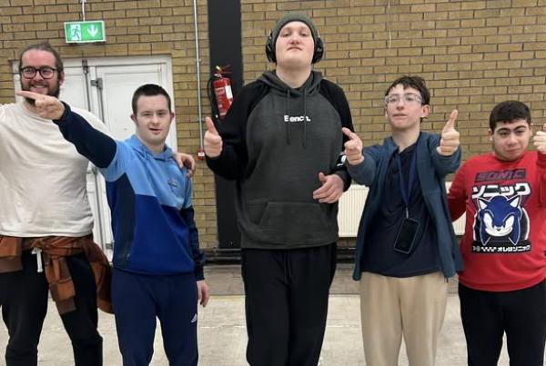 Team Photo all thumbs up - Outside leisure centre