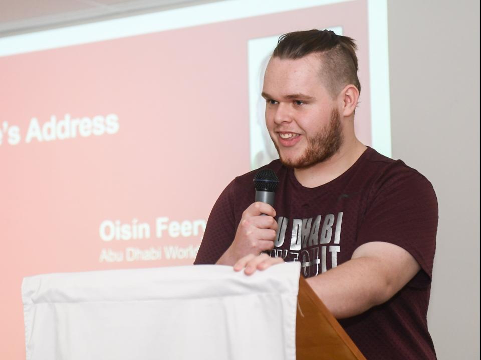 Oisín Feery gives Athlete Address at AGM 2019