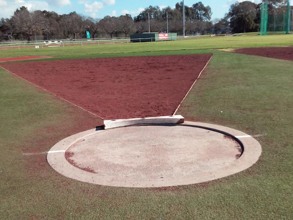 This image shows a shot put field