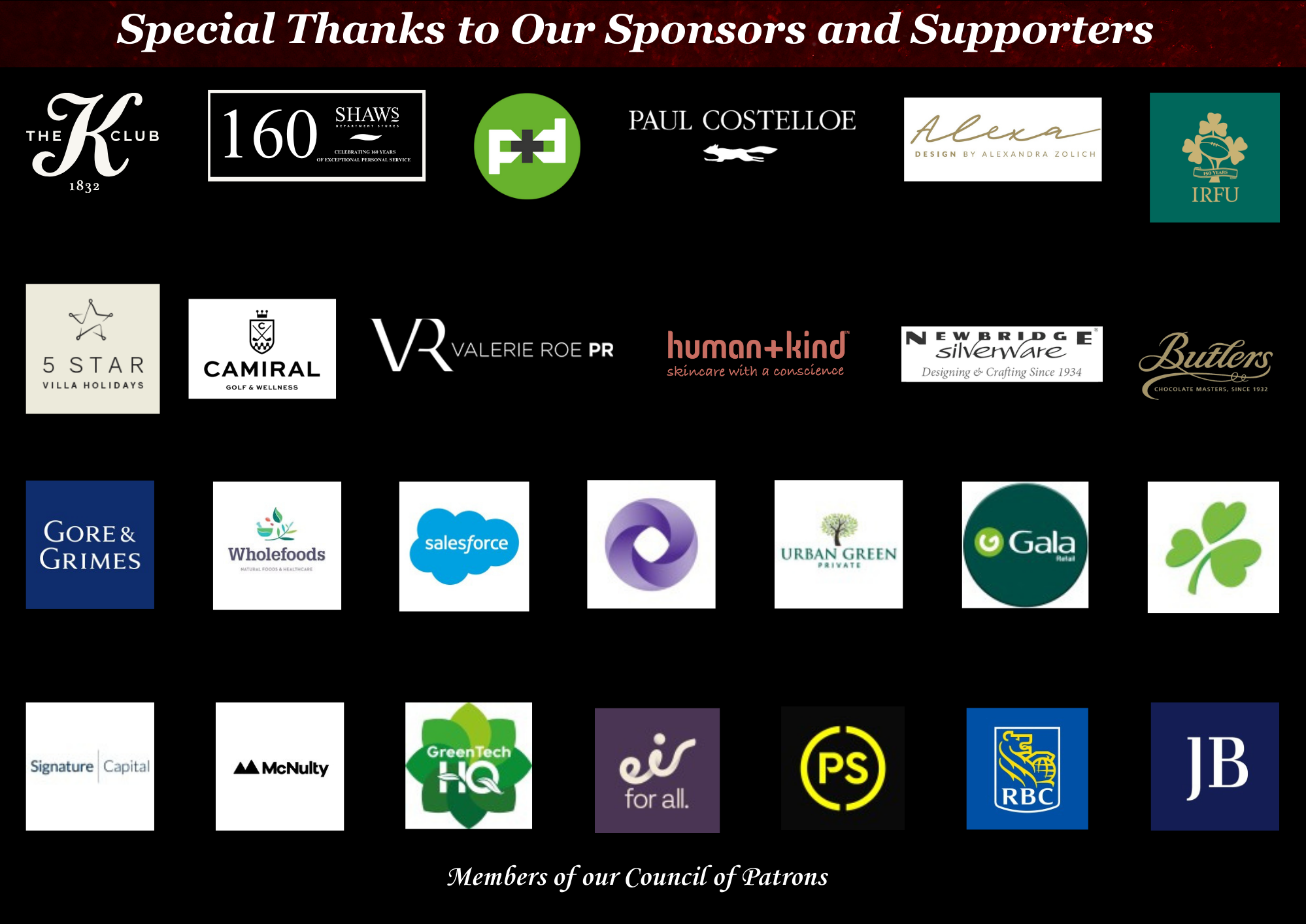 Celebration of Champions Gala Ball 2024 Thank You Logos