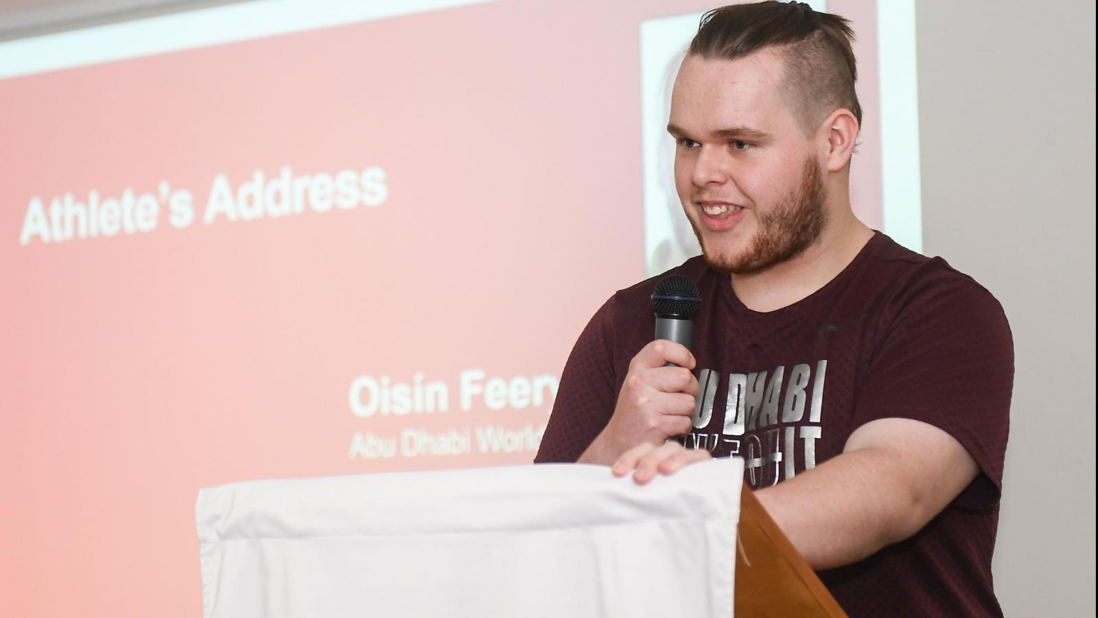 Oisín Feery gives Athlete Address at AGM 2019