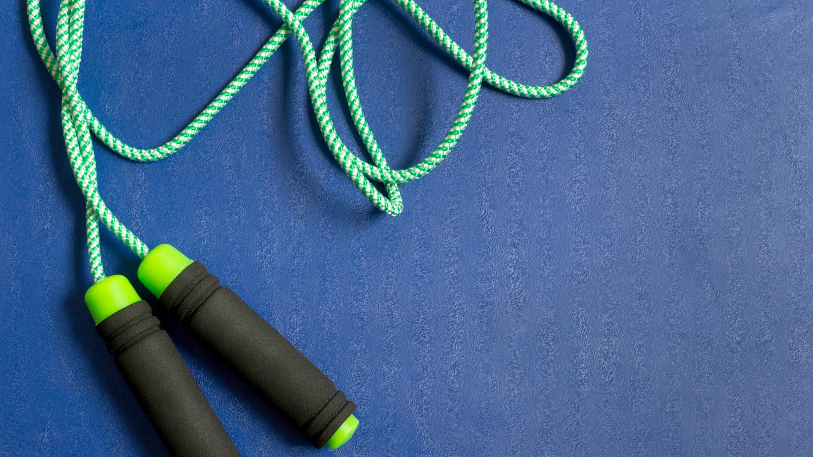 skipping rope on blue background