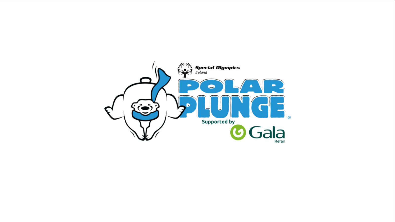 Polar plunge polar bear with Gala Retail logo
