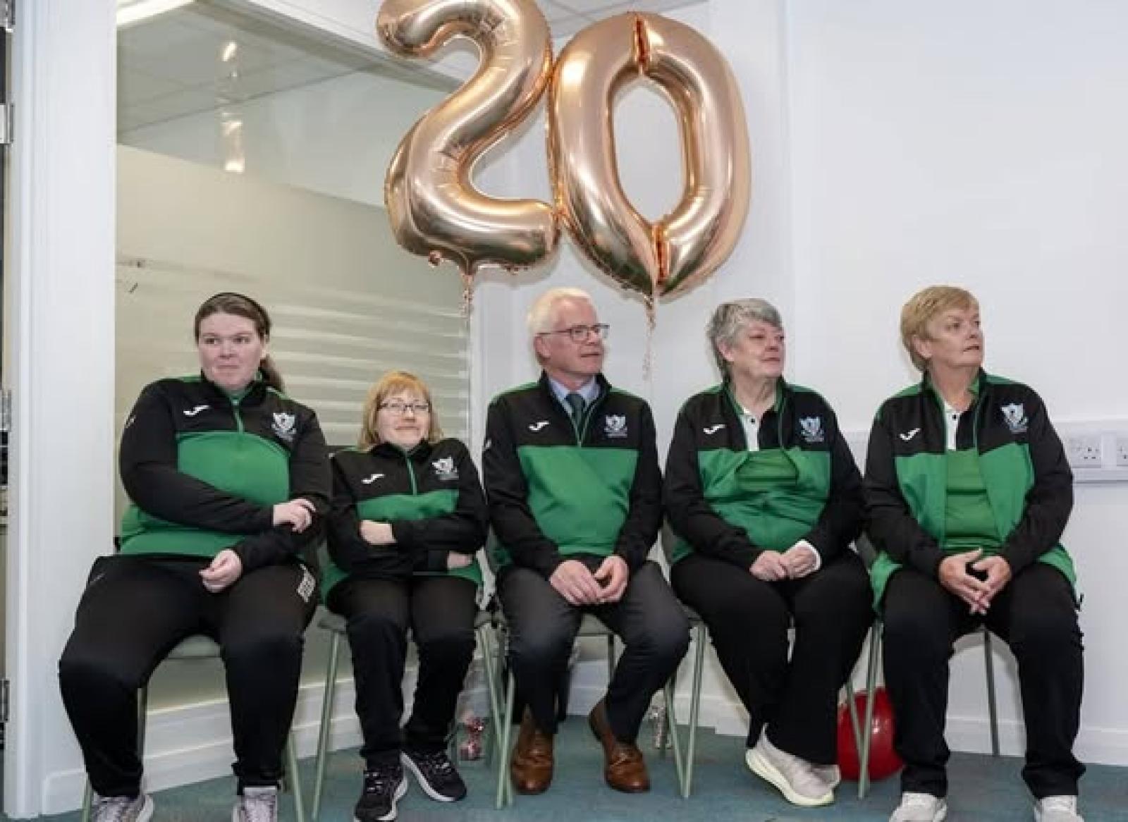 Group Photo - Leeside Legends, Cork - 20th Anniversary with balloon